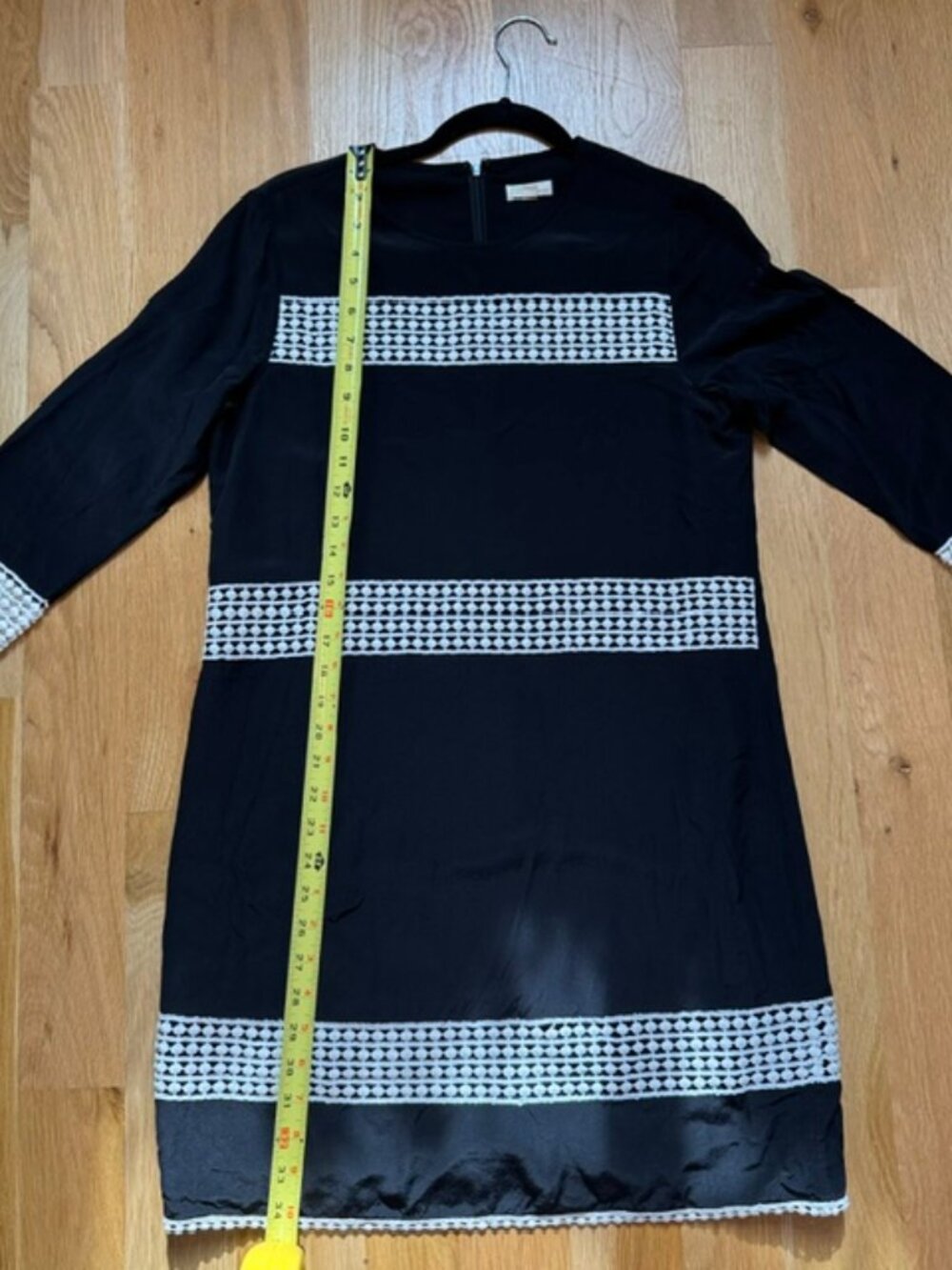 Shoshanna black dress with white lace accents, size 6